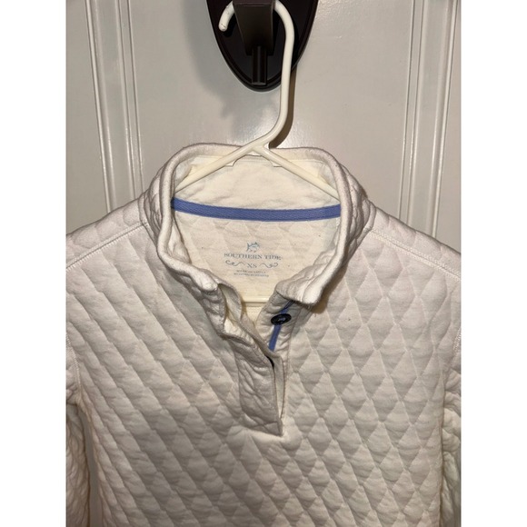 Women's Southern Tide Quilted Pullover Top Button Up Cream size XS - Picture 2 of 10